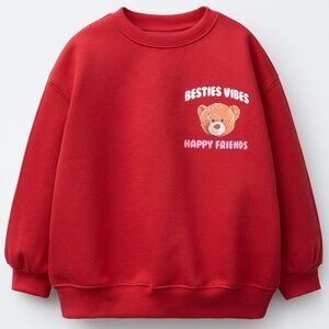 Zara Red Kids Sweatshirt - Besties Vibes Happy Friends